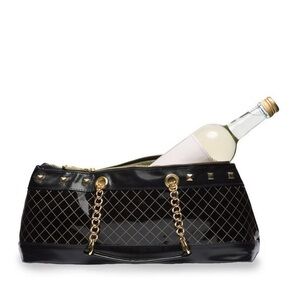 Wild Eye Faux Leather 3-In-1 Insulated Black & Gold Studded Freezer Hand Bag